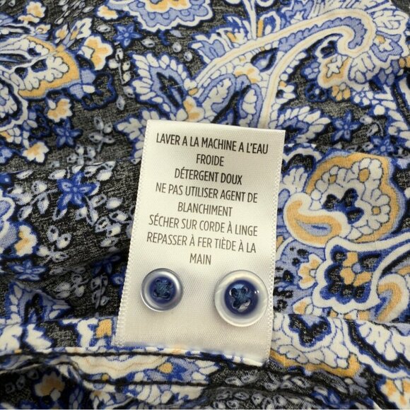 Robert Graham Men's Small Classic Fit Paisley Navy Long Sleeve Shirt - Picture 10 of 15